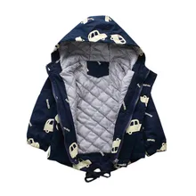Детское пальто детская зимняя одежда для маленьких девочек Модное детское пальто теплая плотная куртка с капюшоном и рисунком для мальчиков и девочек верхняя одежда