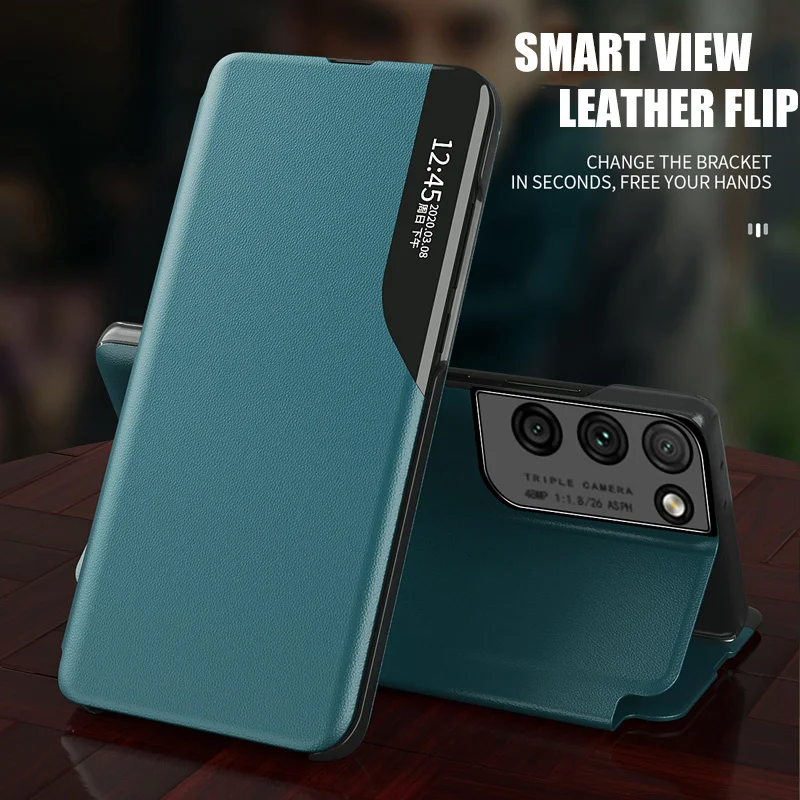 Кожаный чехол-книжка Smart View для Samsung Galaxy S21 S20 FE S10 S9 S8 PIus Note 20 Ultra 10 Lite 9 8 M51 M31S M31 M30S |