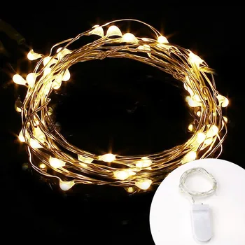 

2PCS 2M 3M Battery Operated LED Copper Silver Wire String Lights for Wedding Christmas Garland Festival Party Home Decoration