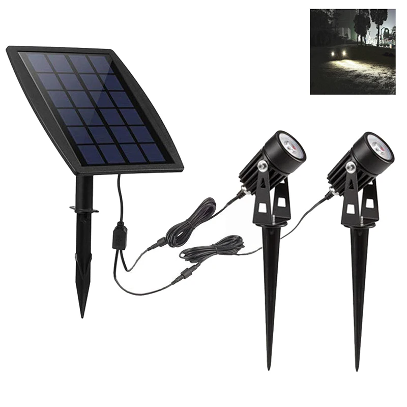 

White LED Landscape Solar Spot Lights Waterproof Outdoor Solar Spotlight for Backyard Driveway Patio Gardens Lawn
