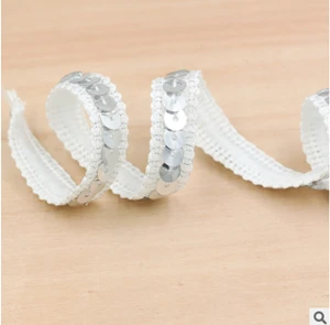 Silver YACKALASI 25 Yds Baby розовая расшитая блестками кружевная лента для косплея крючком вышитая аппликация цветная одежда плетеная лента 12 мм в ширину - Цвет: Silver