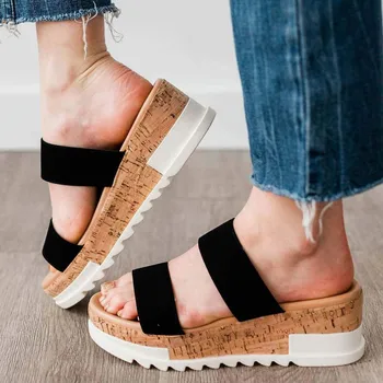 

Fashion Women Summer Solid Color Cross Zip Sandals Size Roman Wedge Heel Sandals Open Toe Breathable Outdoor Non-slip Sandals