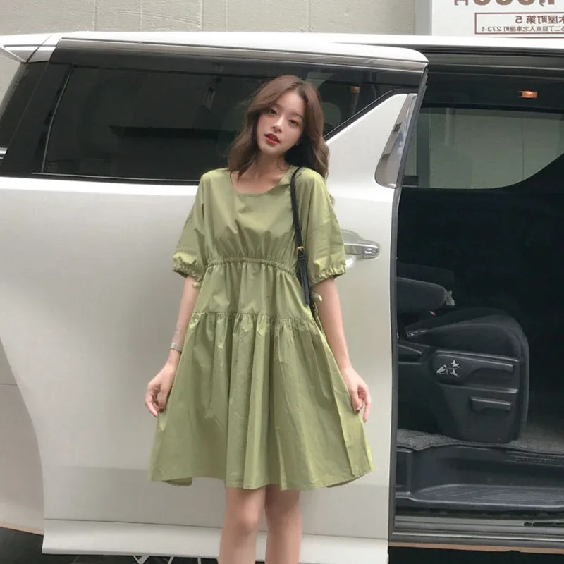

Photo Shoot Korean-Style CHIC Platycodon Grandiflorum First Love Dress Sweet Avocado Green Drawstring Waist Hugging by Age Creas