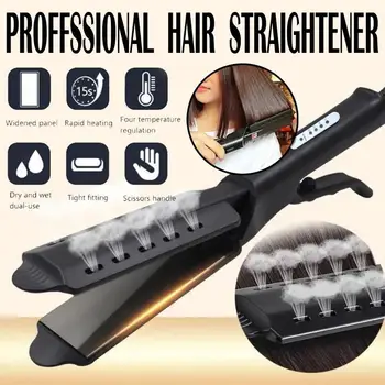 

Hair Straightener with Steam Professional Ceramic Tourmaline Flat Iron with Vapor 4 Level Adjustable Temperature Hair Home Salon