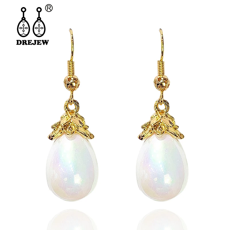 

DREJEW Long Short Water Drop Pearl Statement Dangle Earrings 2019 Fashion Alloy Drop Earrings for Women Weddings Jewelry HE8561