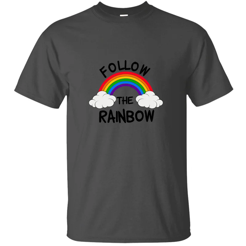 Create Fitted Follow The Rainbow ЛГБТ гей-Прайд Csd Queer футболка для мужчин Юмористическая