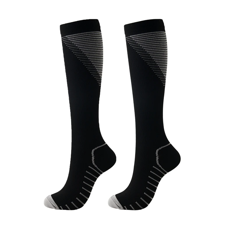 Men Women Knee High/Long Compression Socks Support Stretch Outdoor Running Snowboard Solid Color Long Socks 15-20 mmHg - Цвет: H