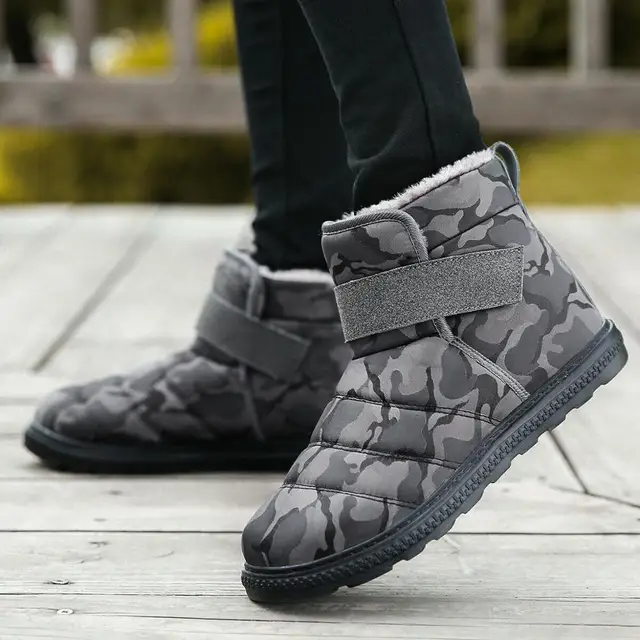 Botas de hombre calientes impermeables invierno nieve botines de piel  forrado impermeable al aire libre plano cálido zapatos cómodos|Botas de  nieve| - AliExpress