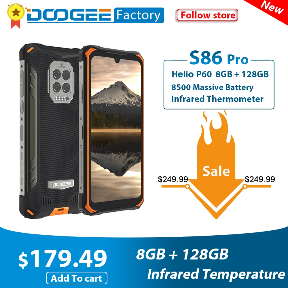 DOOGEE S86 Pro смартфон 8 ГБ + 128 инфракрасный термометр для измерения температуры 8500