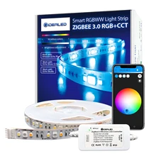 Kit de contrôleur intelligent ZigBee 3.0 pour éclairage LED d'ambiance, avec bandes lumineuses RGBCCT de 5m, compatible avec ZigBee HUB Bridge,Echo Plus