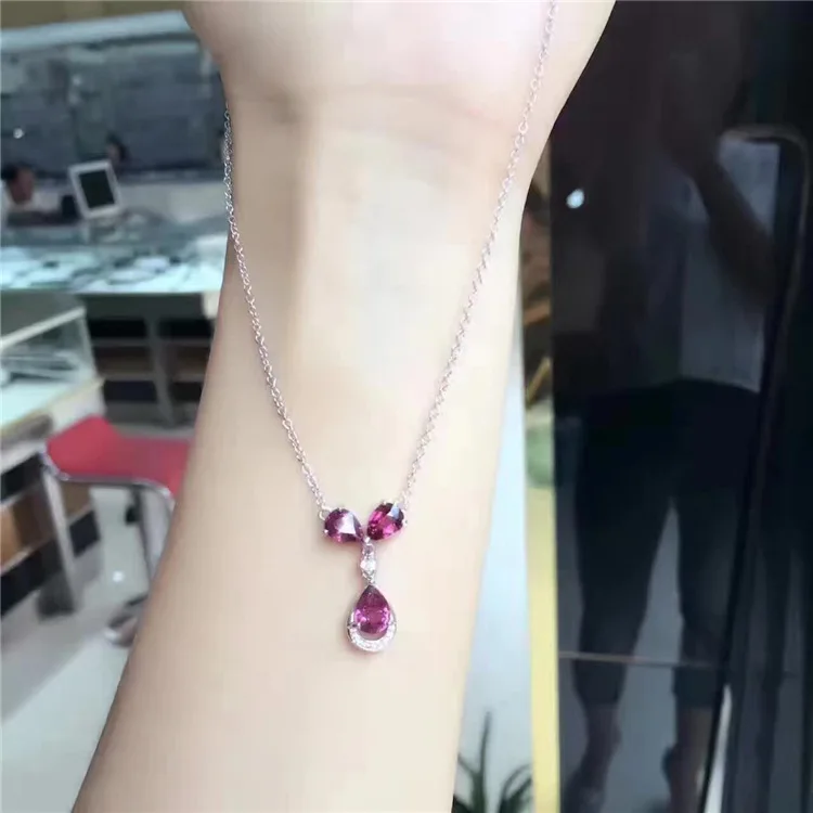 Wanglong 925 пробы серебро натуральный драгоценный камень Магний алюминий гранат кулон для женщин ювелирные изделия