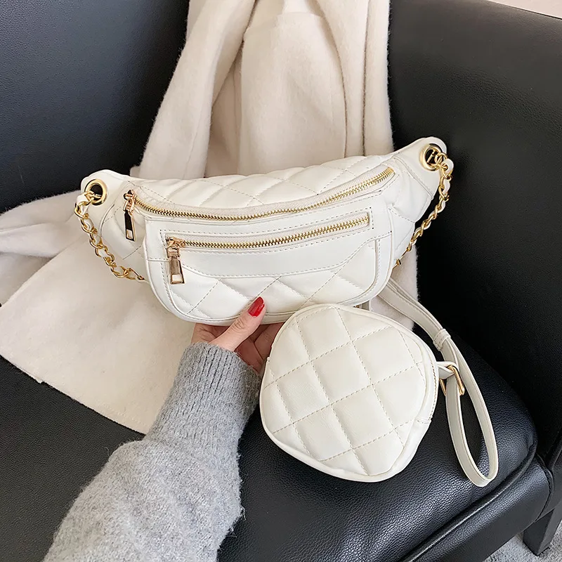

Spring Textured Western Style Bag Women's 2020 New Style Korean-style Fashion Rhombus Versatile Shoulder Dumpling Bag Two-Piece