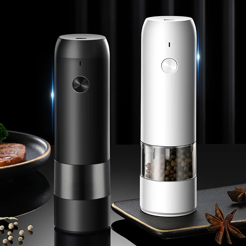 2Pcs Electric Salt And Pepper Grinder Set, Rechargeable Salt And