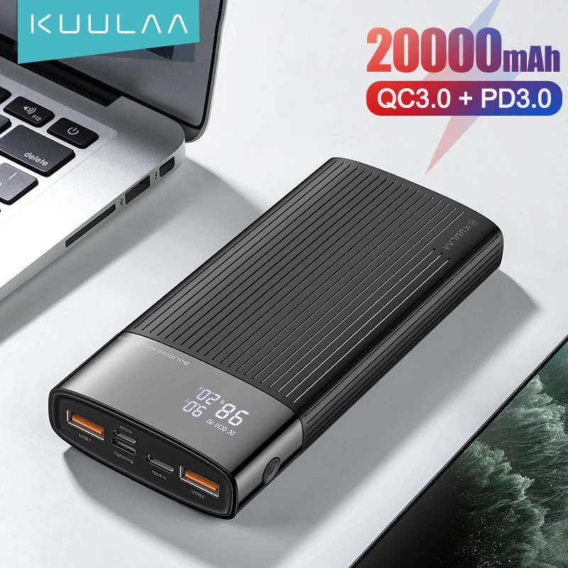KUULAA Power Bank 20000mAh QC PD 3.0 PoverBank Fast Charging PowerBank 20000 mAh USB External Battery Charger For Xiaomi Mi 10 9 afbeelding