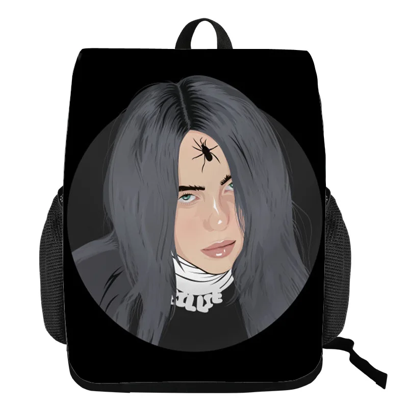 Billie Eilish Bagpack Подростковая распылитель ранцевого типа для с искусственного меха, сумочка, добавить свой комментарий elish портфели джинсовый пенал для мальчиков и для девочек рюкзак для путешествий - Цвет: 3