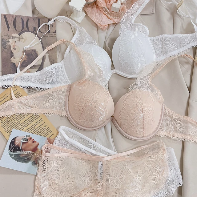 Lace underwear set water drop cup small chest gather not empty cup