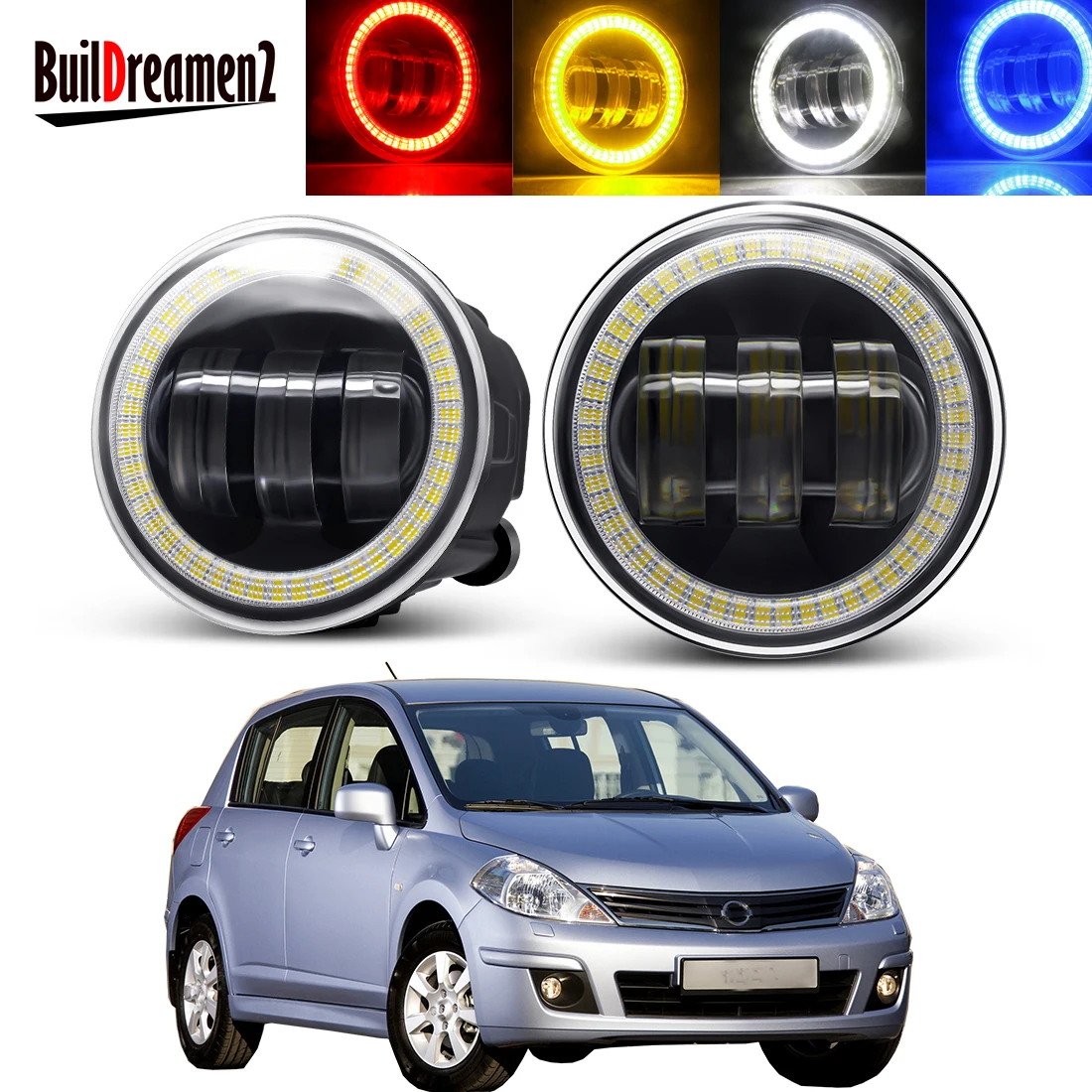 2 X Противотуманные фары Angel Eye в сборе для Nissan Tiida (C11) 2007-2012 светодиодный льный