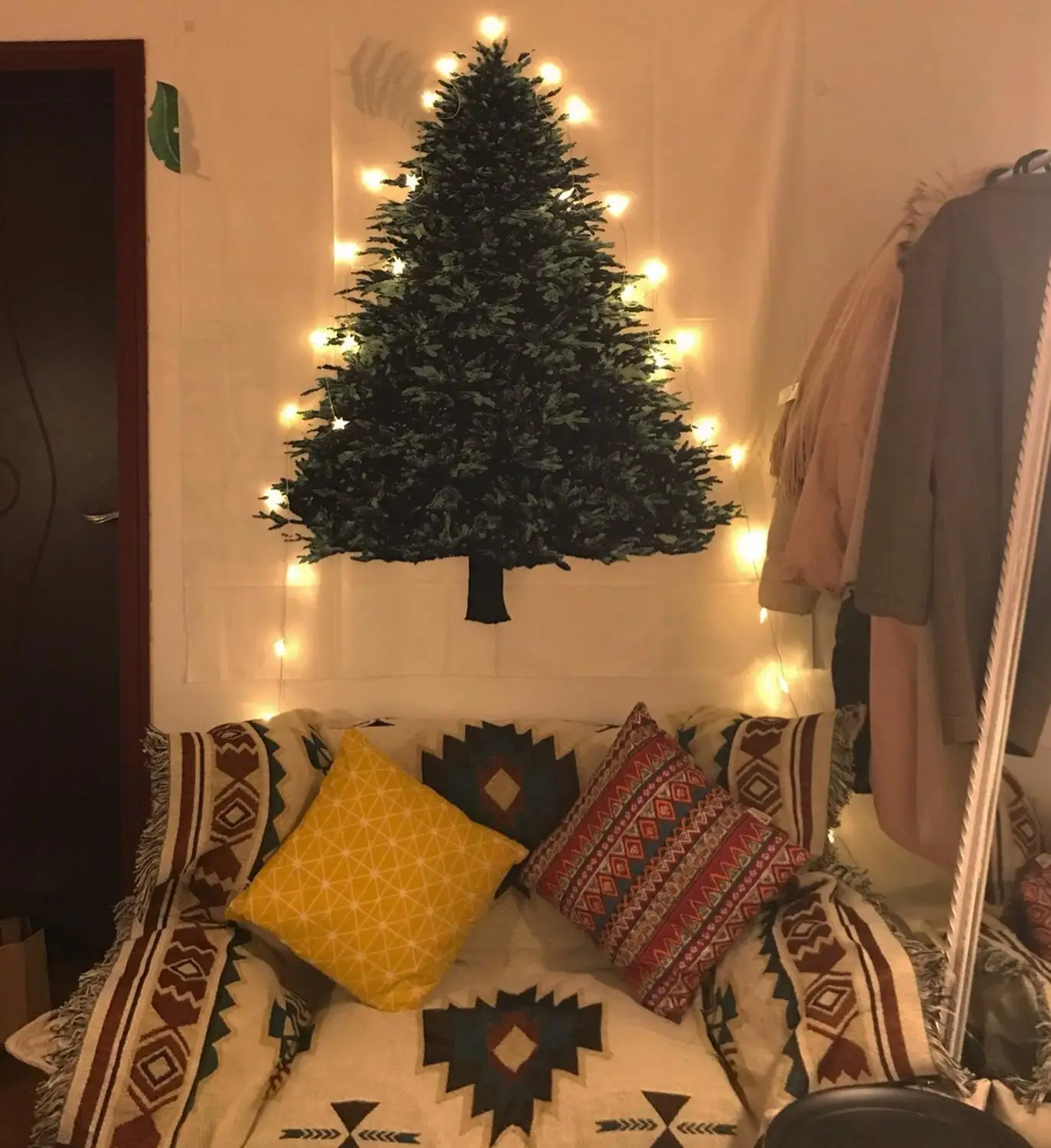 Christmas Green Tree Tapestry Home macrame wall hanging Cloth High Quality background Cloth Xmas Home Decoration