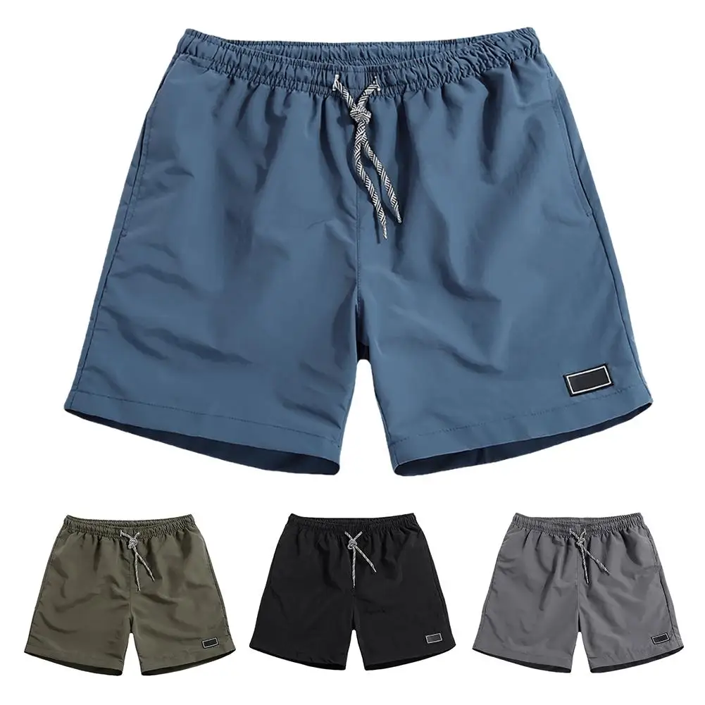 Pantalones secos rápidos informales para hombre, transpirables, Color sólido de playa, Deportivos