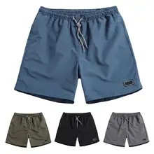 Pantalones cortos deportivos de secado rápido para hombre, Shorts transpirables informales con bolsillos, para playa, Color sólido