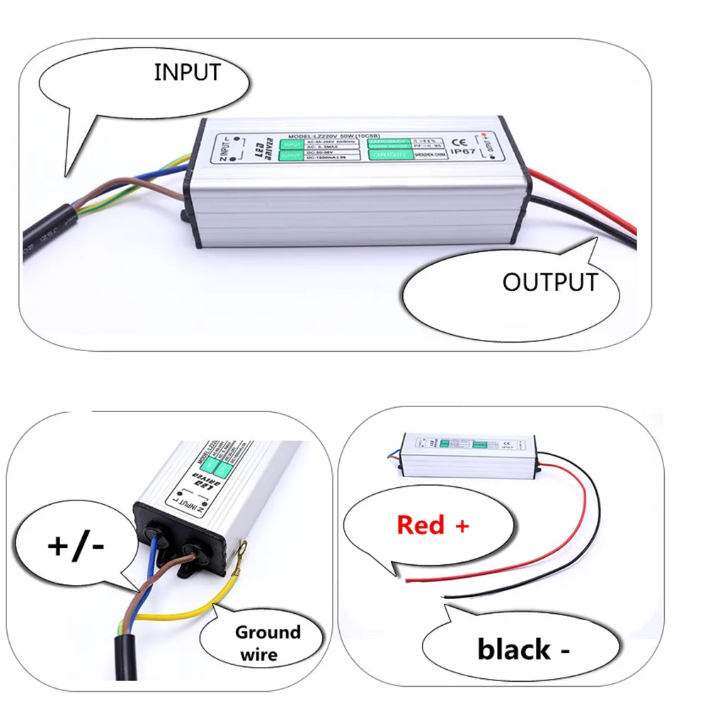 COB светодиодный выход драйвера DC 24-36V 900mA 1200mA 1500mA 30W 40W 50W Вход AC 85-265V изолированный Водонепроницаемый привод постоянного тока