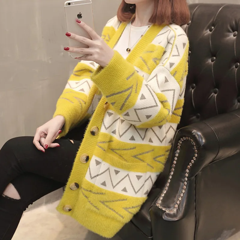 

Spring New Style V-neck Single Breasted Sweater Loose-Fit Slimming Cardigan Coat Women's Very Fairy Fashion Sweater Coat