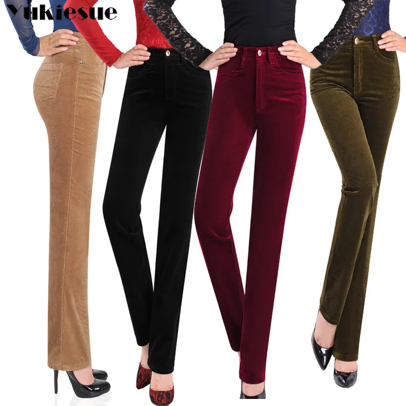 Loose Pants Trousers Women Autumn Female High-Waist Plus-Size Casual Mujer Straight Corduroy