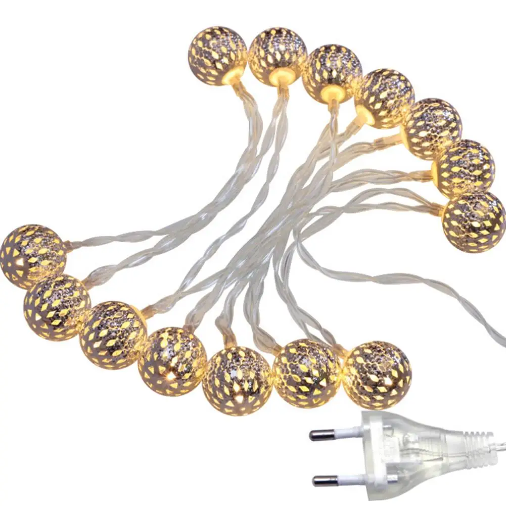 

New Holiday Lighting 5M 40LED Moroccan Balls String Garland Lights Christmas Wedding Party Home Decoration Lamp 220V EU Plug