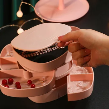 

Simple Rotate Jewelry Organizer Desktop Office Plastic Storage Box Makeup Organizer Jewelry Box Storage Makeup Box for Earrings