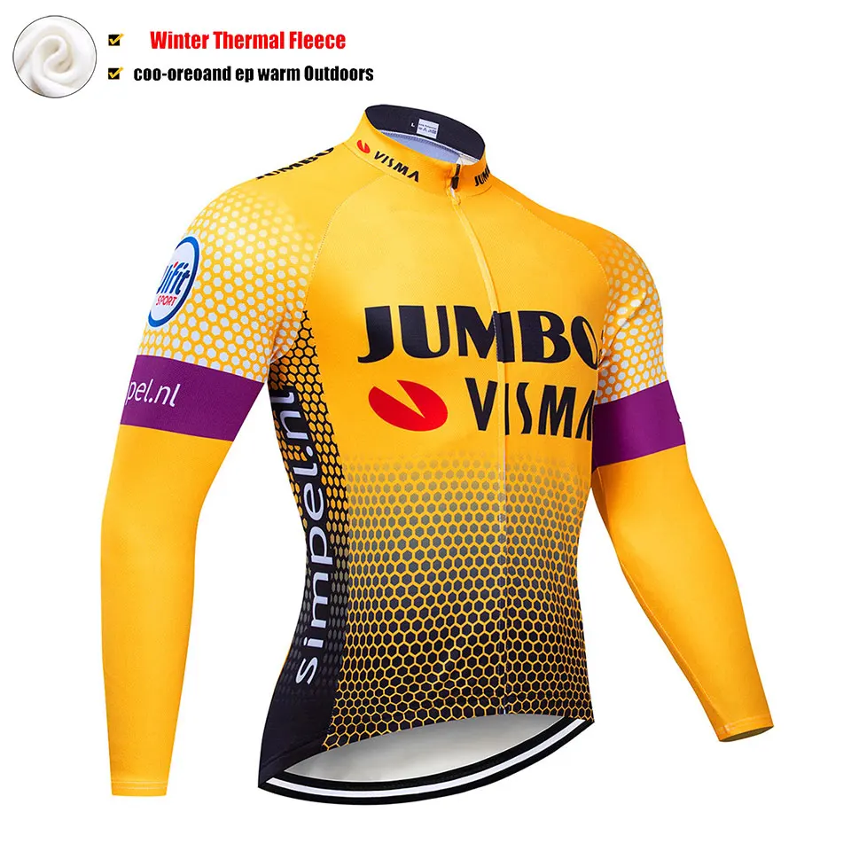 SPTGRVO Lairschda jumbo visma Зима Велоспорт JerseySet термо флис с длинным рукавом велосипед одежда Pro велосипедная одежда для горного велосипеда комплект одежды - Цвет: 4