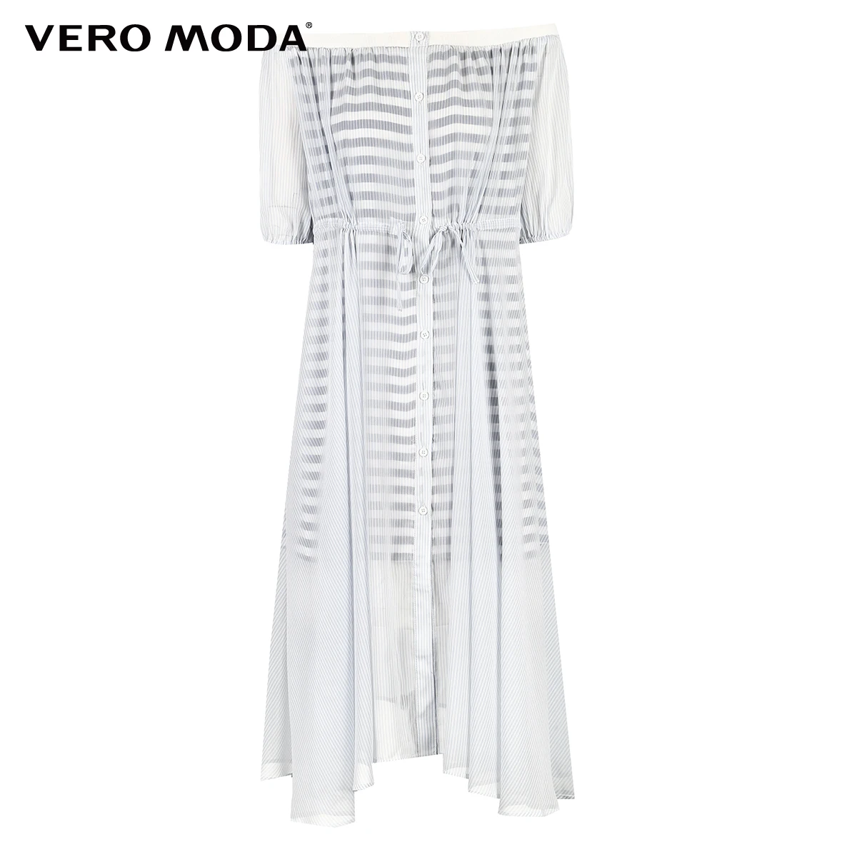 Vero Moda Новое поступление пляжное платье в полоску с открытыми плечами и рукавами до локтя | 31926Z535
