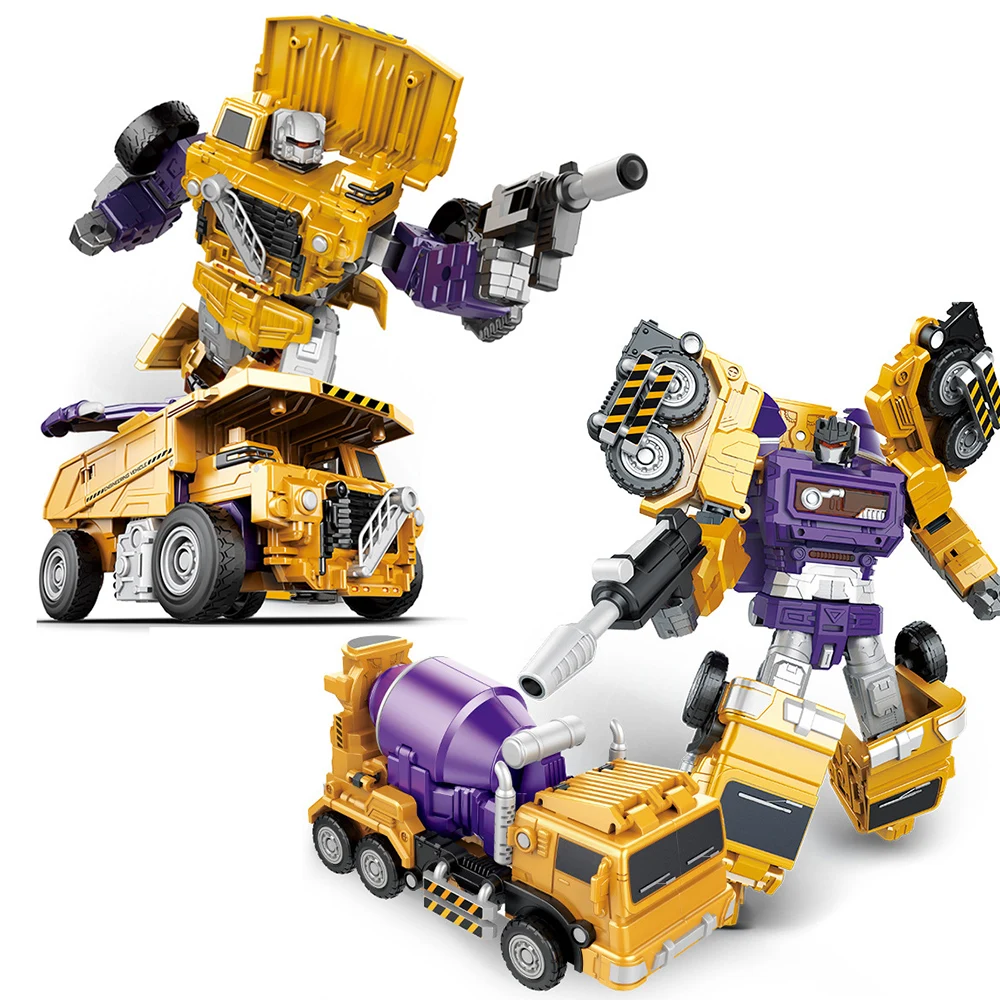 Transformation Robot Toy 6 in 1 Engineering Vehicle Model Educational Assembling Deformation Action Figure Car Toy for Children