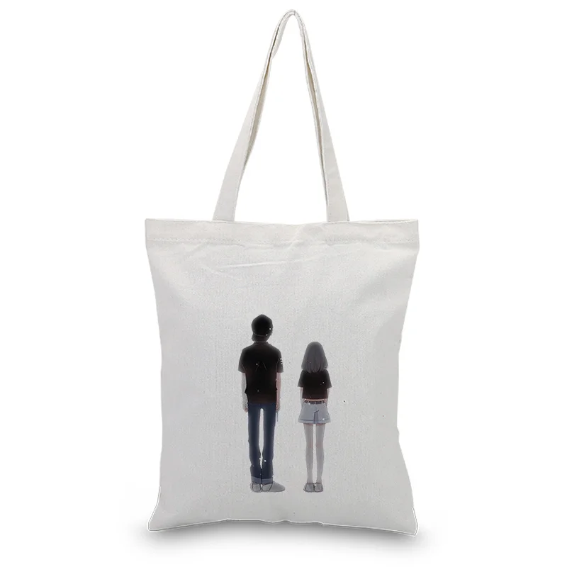 Холщовая Сумка-тоут, сумка для влюбленных с рисунком, Повседневная сумка с текстовым принтом DIY, Экологичная многоразовая для покупок, сумка для рециркуляции