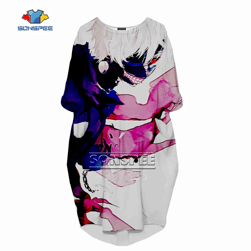 1 SONSPEE 3D печатных Kirishima Tōka Harajuku женское модное Повседневное платье в стиле хип-хоп высокого качества с длинным рукавом женская одежда Gril L16 - Цвет: 1