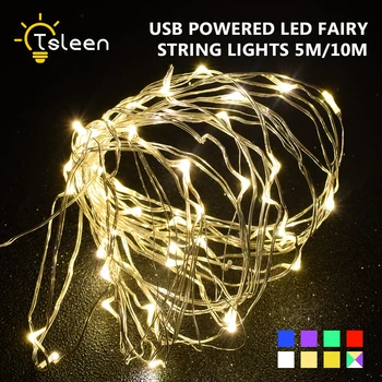 

LED String light Silver Wire Starry Wedding Party Decoration 5m/10m Festival Fairy warm white Garland Home Christmas 5V USB