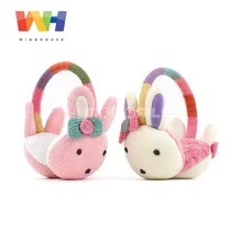 Южнокорейские детские теплые наушники-ушанки с мультяшным кроликом для девочек, Теплые ушанки, флисовые наушники, ветрозащитные зимние наушники