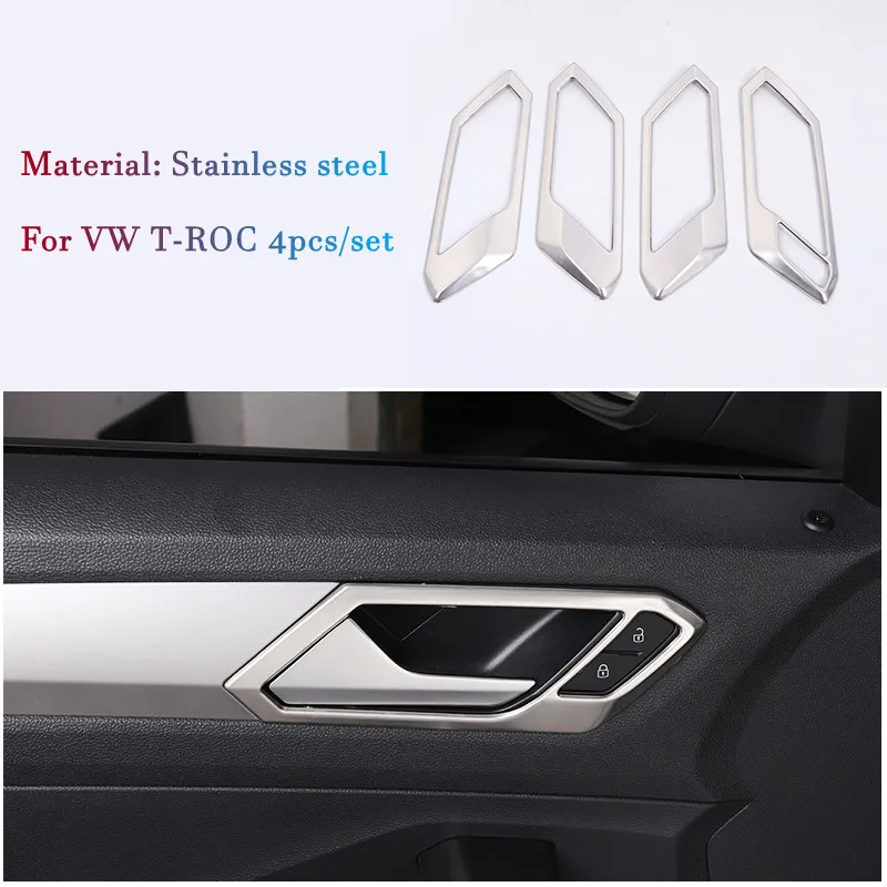 

Stainless steel Inside Door Handle Bowl Cover Trim Frame Decoration For Volkswagen T-Roc TROC 2017-2022 Inner Car Accessories