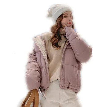 

Korean Style 2019 Autumn Winter Women Jacket Short Cotton-Padded Coat Female Thick Oversize Bread Students Jacket Casual H145
