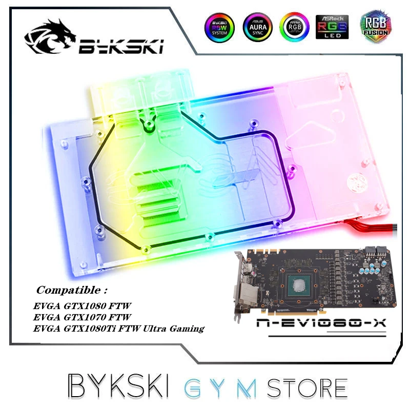 Bykski Gpu Water Block Per Evga Gtx1080/1070 Ftw/Gtx1070 Ti Ftw Ultra Gaming/Full Cover Scheda Grafica Radiatore In Rame N-Ev1080-X