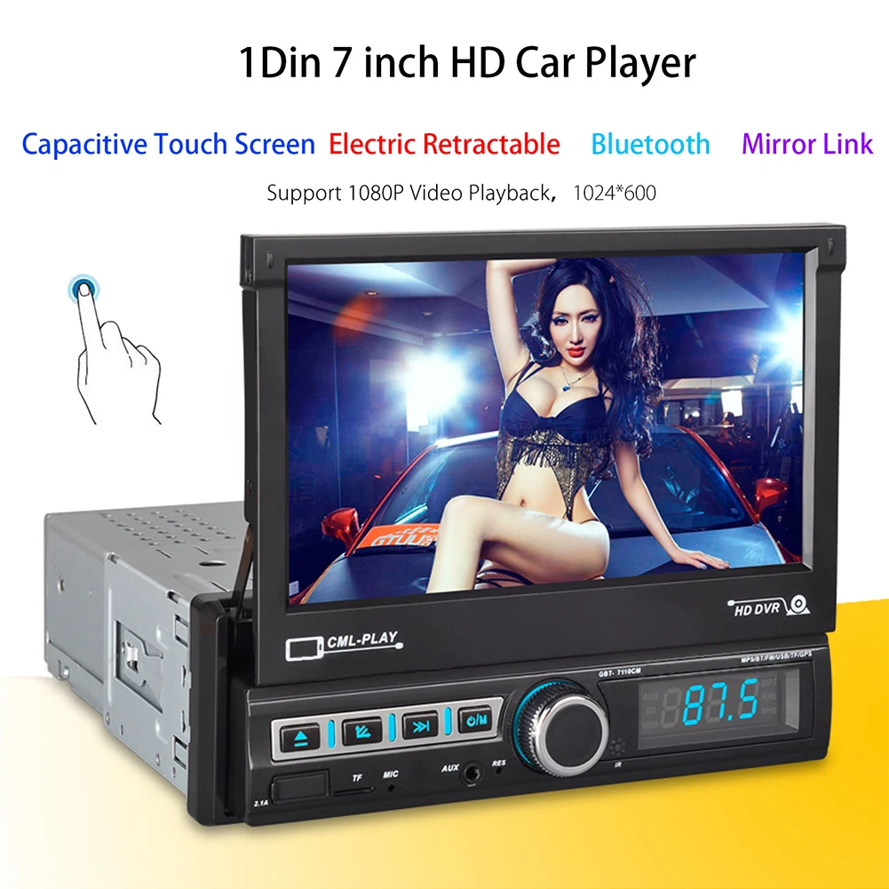 

1 DIN 7inch Car MP5 Player Bluetooth Electronic Rear View Hands Free With Parking Camera Stereo Capacitive Radio Touch Screen