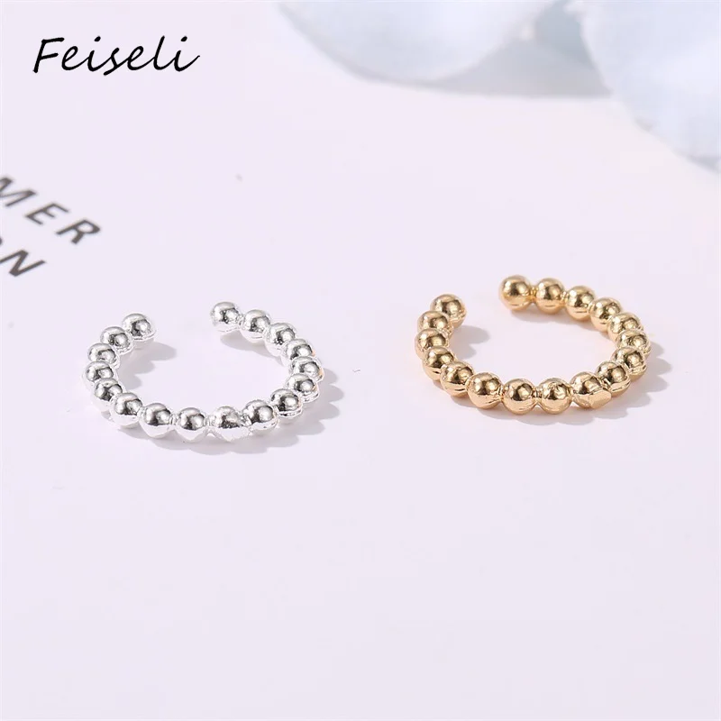 Feiseli, 1 шт., новинка, медь, открытый дизайн, круглые клипсы, серьги для женщин и мужчин, классические, для свадьбы, банкета, маленькие серьги, ювелирное изделие, подарок