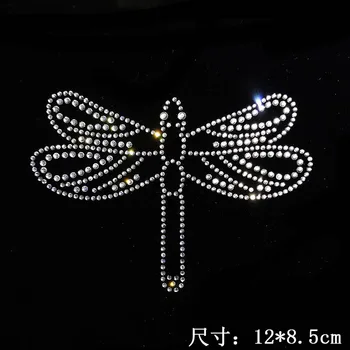 

2pc/lot Dragonfly sticker Hot Fix Iron on Rhinestone Transfer Applique Patch hot fix rhinestone transfer motifs