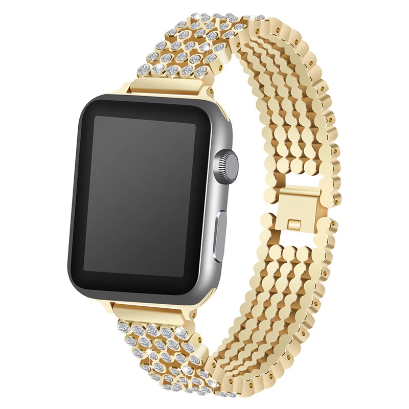 5-шарик Нержавеющая сталь ремешок с бриллиантом для наручных часов Apple Watch 4 браслет 40 мм 44 наручных часов Iwatch, Напульсники 38 мм 42 мм