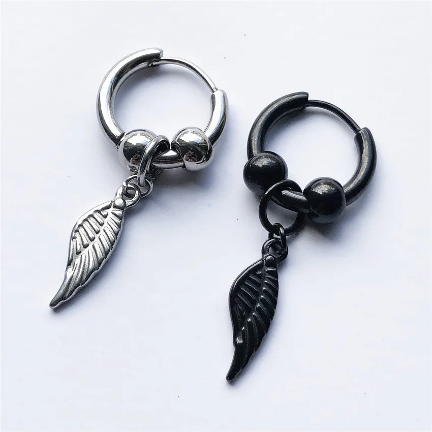 1 шт., корейские популярные серьги-гвоздики в стиле хип-хоп kpop, модные серьги из нержавеющей стали с подвеской в виде листа, ювелирные изделия для мужчин и женщин