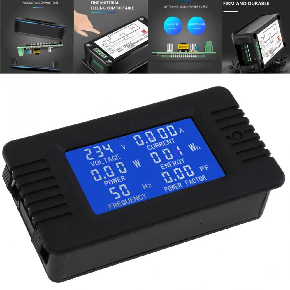 6в1 AC 220V 100A однофазный цифровой панельный Ампер Вольт измеритель тока ватт кВтч измеритель коэффициента мощности с катушкой CT