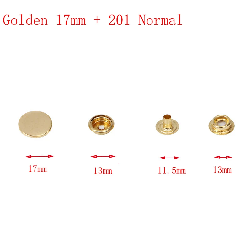 Golden 17mm 201 50 компл./упак. латунь Пресс шпильки пришивания пуговиц застежки-кнопки для шитья кожи ремесла одежды сумки ручной работы DIY 15 мм/17 мм 201 - Цвет: Golden 17mm 201