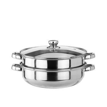 

Stainless steel two-layer double-layer soup steaming pot 28cm multifunctional soup steaming pot hot pot steaming food steamer