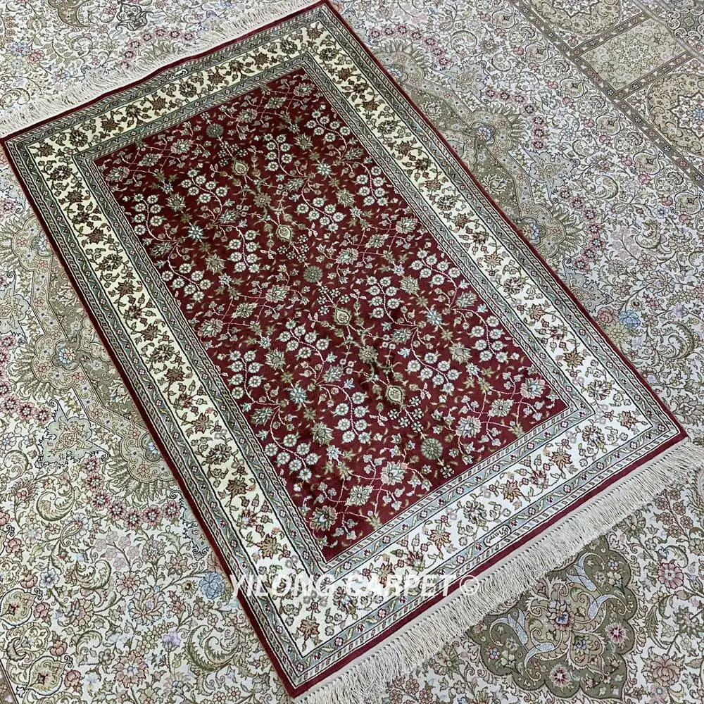 Yilong 2.5 'x4' классический красный персидский шелковый ковер Vantage ручной работы изысканный персидский шелковый ковер (J13B2.5x4)