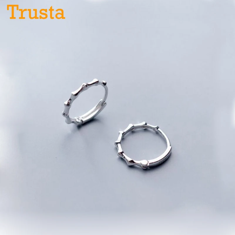 Trustdavis серьги-кольца из чистого 925 пробы серебра, Бамбуковые серьги-манжеты для ушей, S925 серьги, подарок для женщин, девушек, подростков, ювелирное изделие DA239