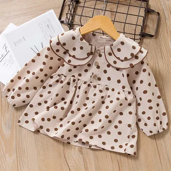 

Halilo 2020 Spring Autumn Baby Girl Blouse Peter Pan Collar Dot Print Infant Girls Tops Shirts Children Clothing Kids Blouses